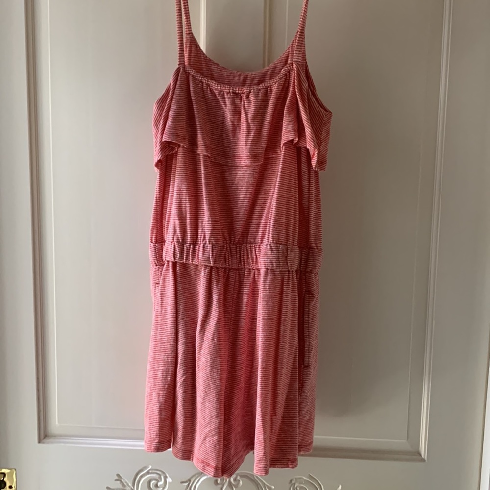 LOFT Red & White Striped Romper Pockets Size S